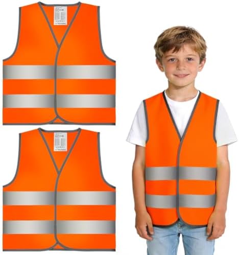 AYBUY Warnwesten für Kinder, 2 Stück Reflektorweste Kinder, Warnweste Kinder mit 360° Reflektierendes Band, Sicherheitsweste Kinder, Warnweste Fahrrad für Schulen, Sport, Laufen.