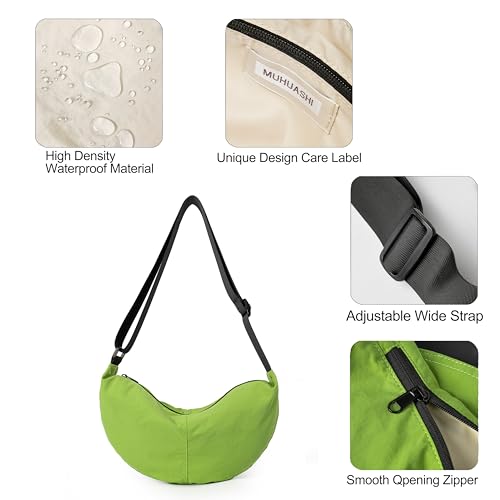 Image of Nylon Crossbody Bag For Women Men Casual Lightweight Crescent Shoulder Hobo Purse With Wide Adjustable Strap