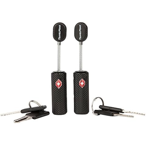 2 Pack TSA Approved Luggage Locks with Keys for Travel - Flexible Ultra Secure Mini Key Padlock & Metal Zinc Alloy Material - Black Cover