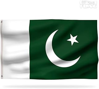 علم باكستان فاخر 150 × 90 سم - علم باكستاني متين عالي الجودة مع فتحتين معدنيتين - مثالي للالعاب الاولمبية 2024