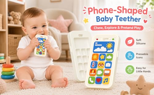 Image of Baby Teething Toys Silicone Baby Phone Teether Over 3 Months