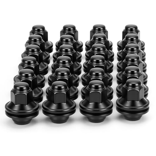 Image of Dynofit M14x1.5 Lug Nuts Compatible with Toyota Tacoma 4Runner Tundra,Mag Washer Seat,24pcs 13 /16 inch Hex Black Heat Treated Wheel Nuts for 2022+ Lexus LX600,for OEM Steel Wheels