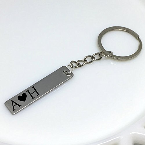 Couple Name Keychain, Couple Keychain, Initial Keychain, Letter Keychain, Engraved