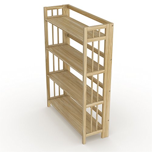 Stony-Edge Folding Bookcase, Easy Assembly Bookshelf for Home Office Storage. 32” Natural - Thumbnail 7