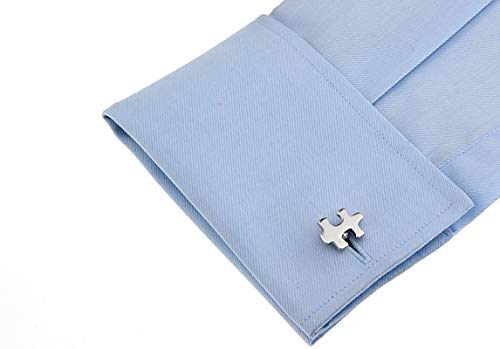 Mancuernillas de Hombre KnBoB Puzzle Plateadas miniatura 2