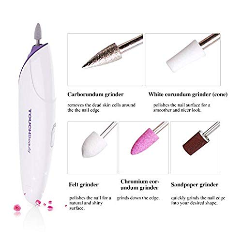 Cordless Electric Nail File and Buffers Set with Stand & LED Light, Automatic 5-in-1 Manicure/Pedicure Set: Buffer, Polisher, Shaper, Shiner