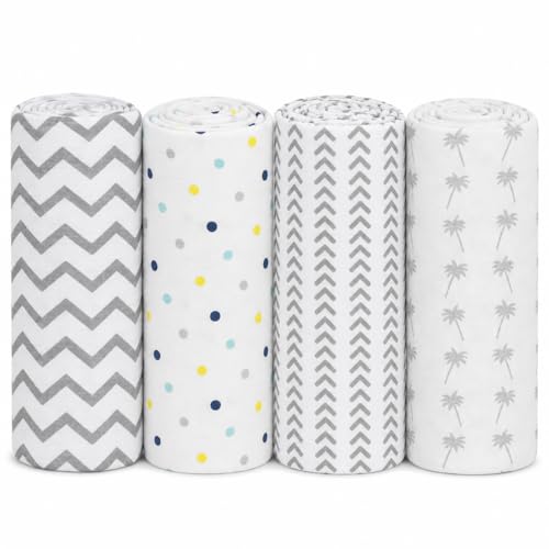 Image of Pure Cotton Muslin Baby Swaddle Blanket for Newborn Baby - Super Soft Wrapper Cloth & Gentle on Baby Skin (120 x 120 CM) - Pack of 4 Half Zig & Grey DOT & Grey Zig & Coconut