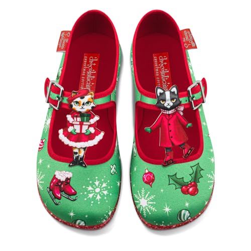 Image of Hot Chocolate Design Chocolaticas Kitty Christmas Women's Mary Jane Flat Multicoloured HCD 42