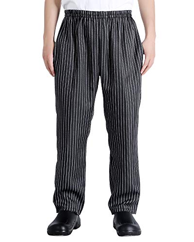 Men's and women's elastic stripe chef pants floral restaurant wor…