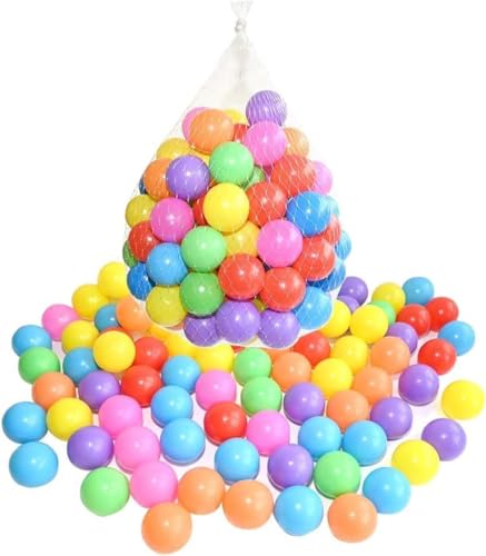 SKY-TOUCH 100 Pieces Each Pack of Soft and Colorful Plastic Ocean Balls Ideal to fill Indoor and Outdoor Playpen Ball Pits and Playhouse for Babies Toddlers and Kids (Item Diameter:5.5cm)