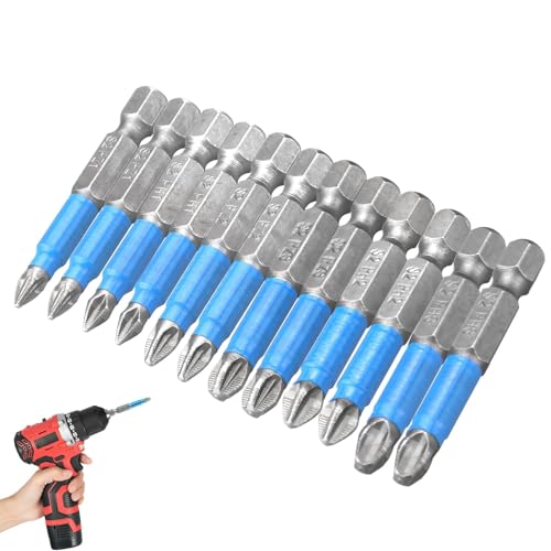 Magnetic Impact Screwdriver Driver Bits Set, 12Pcs Electric Screw Driver Bit 50mm Phillips Non-Slip Head Drill Bits Woodworking Power Tool Accessories - PZ1 PZ2 PZ3 PH1 PH2 PH3