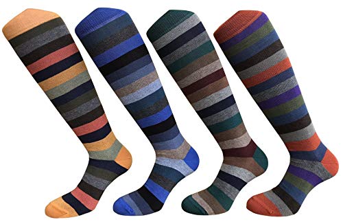 Mens Cotton Knee Socks (4 Pairs) Warm Cotton Boot Socks for Men Size 7.5-12 (One Size) Made in Italy2