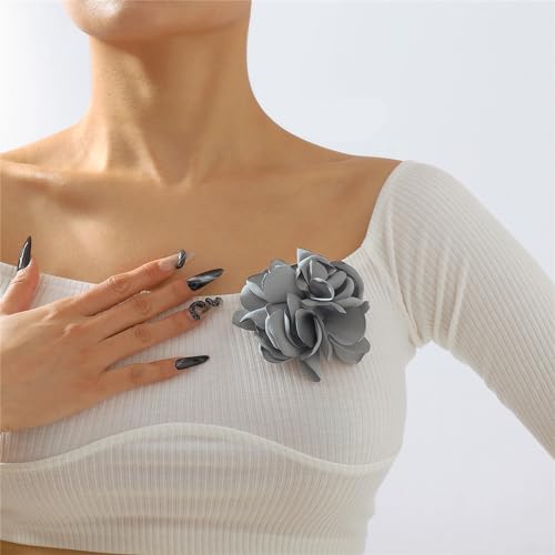 Image of Handmade Satin Fabric Rose Flower Extra Large Big Brooches Lapel Pins for Women Elegant Vintage Big Camellia Flower Brooch Pin for Women Girls Wedding Part Dance Dress Suit Clothes Accessories Jewelry Gifts