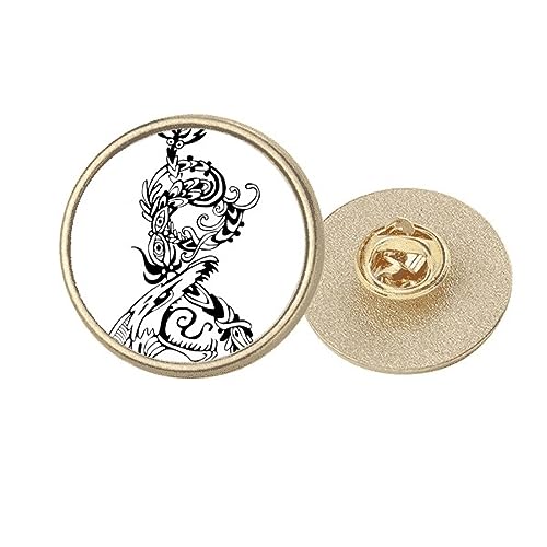 Broche ronde dragon chinois doré, accessoire mode femme motif oiseau M