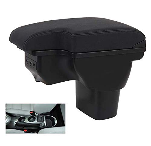 Bracciolo Auto Compatibile con Nissan JUKE Dal 2010 al 2019 Console Centrale USB In Pelle Nero Poggiabraccio Vano Portaoggetti