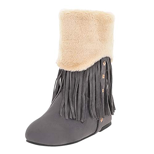 Snow Short Boot,Women's Leisure Solid Large Size Fringe Cold-proof Shoes