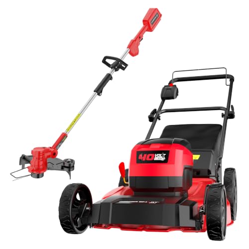 Image of 40V 21 inch Cordless Lawn Mower + 13 inch String Trimmer & Edger