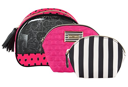 Betsey Johnson Shell 3 Piece Cosmetic Case Set - Fushia