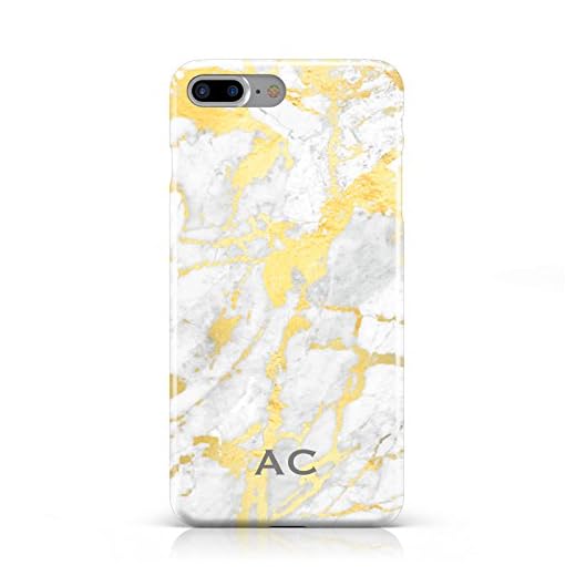 Personligt monogram marmorskal för Apple iPhone mobiltelefon, plast, 2. Gold Marble Initials A, Apple iPhone 7 Plus/7s Plus
