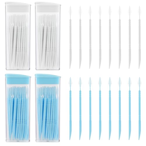 200 Piezas De Plástico De Doble Cabeza Hilo Dental Palillos Interdentales Cepillo Palillos De Dientes Herramienta De Limpieza De Dientes Palillos De Dientes Dentales Portátiles para El Cuidado Bucal