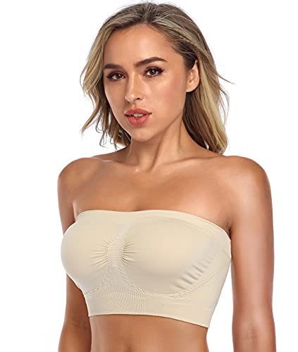 Image of Strapless Comfort Wireless Bra with Slip Silicone Bandeau Bralette Tube Top