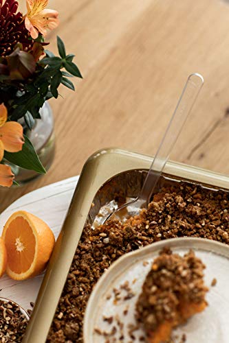 Fancy Panz Cake Pan Dress Up & Protect Your Foil Pan Made in USA, Foil Pan & Serving Spoon Included. Hot or Cold Food. Stackable for easy travel. BPA free (Gold Swirl Cake Pan)