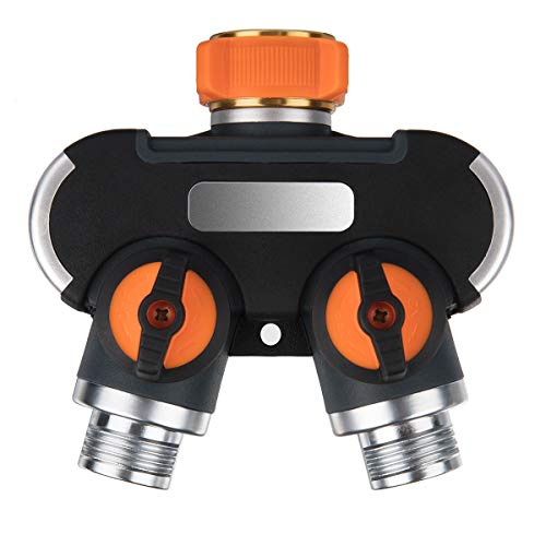 2 Way Garden Hose Splitter, Upgraded & Heavy Duty Water Hose Connector Faucet Adapter for Drip Irrigation Systems, Lawns, Sprinkler, Pets Washing