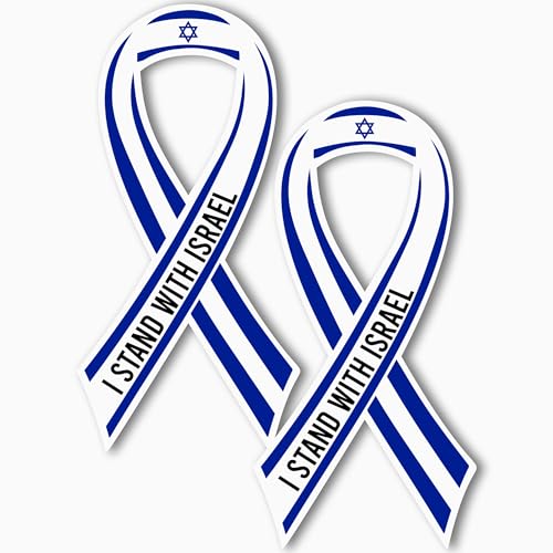 Image of Magnet Me Up I Stand with Israel, Israeli Support Flag Ribbon Magnet Decal, 3.5x7 Inches, 2 Pack Automotive Magnet for Car Truck SUV, or Any Magnetic Surface, Support and Solidarity, Crafted in USA