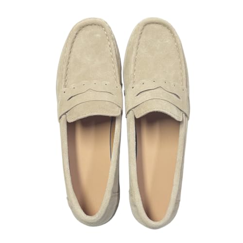 Image of Ruiatoo Women's Slip-On Platform Loafers Suede Wedge Mocs Low-Top Lightweight Casual Office, Travel, Daily Walking Shoes