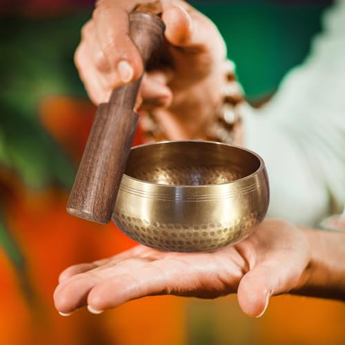 Tibetan Singing Bowl Set - Handmade for Mindfulness Meditation, Healing, and Relaxation,Complete with Cushions and Meditation Accessories - Perfect Spiritual Gift for Stress Relief & Chakra Healing - Image 2