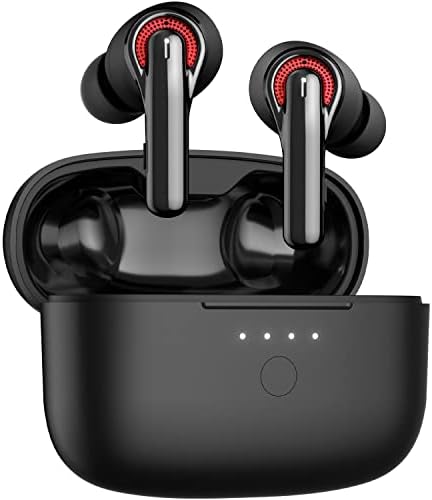 Tribit Wireless Earbuds, Qualcomm QCC3040 Bluetooth 5.2, 4 Mics CVC 8.0 Call Noise Reduction 50H Playtime Clear Calls Volume Control True Wireless Bluetooth Earbuds Earphones, FlyBuds C1 Black