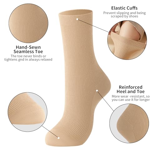 Image of J-BOX 10 pairs Crew Socks for Women Knit Ribbed Cotton Socks Running Athletic