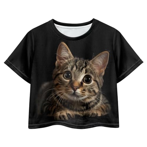 Image of Kids Crop Top Short Sleeve T-Shirts for Girls Size 5-14