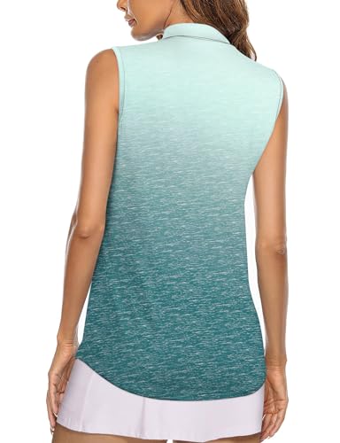 Image of Koscacy Women's Sleeveless Golf Tennis Polo Shirts Zip Up Dry Fit Workout Tank Tops Athletic Shirt