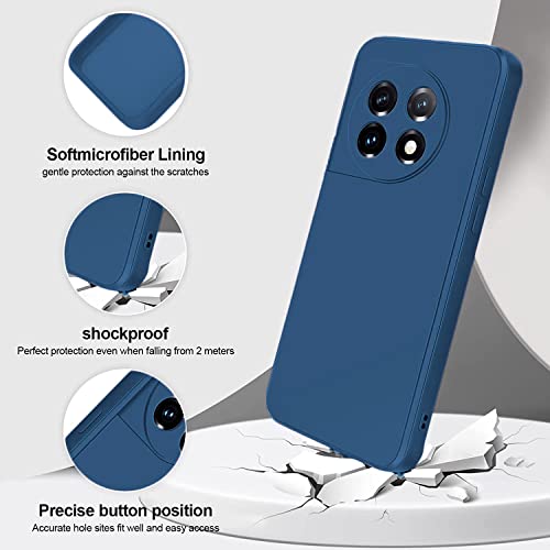 Image of DIZORO Compatible with Oneplus 11 5G Back Cover with Upgraded Square Edges for Camera Protection Shockproof Flexible Matte Liquid Silicone Mobile Phone Case (Blue)