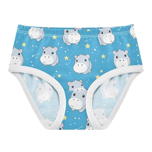 Wusikd Cute Hippopotamus Girls' Underwear Cotton Stars Girls Briefs Soft Toddler Underwear 2T