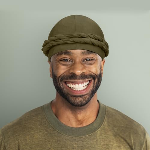 Image of MLTUAGE 2 Pcs Upgraded Satin Lined Turban Silky Head Wraps for Men, Mens Turban Head Scarf for Hair