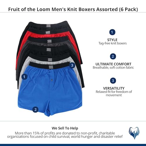 Fruit of the Loom Men's Tag-Free Boxer Shorts (Knit & Woven)