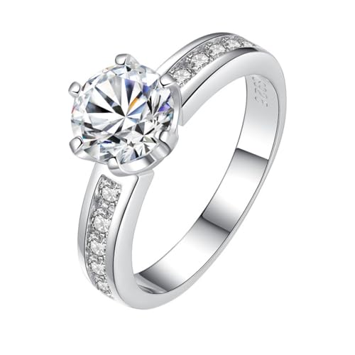 Bague en moissanite D VVS1 et argent sterling, l'éclat du diamant de laboratoire