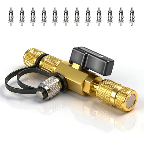 2026 Upgrade Vacuum-Rated Valve Core Removal Tool 2 Sizes 1/4 inch and 5/16 inch For A2L Refrigerant Mega Flow Vacuum-Rated Core Removal Tool 20 Microns Vacuum Fast Recovery&Evacuation Metal Handle