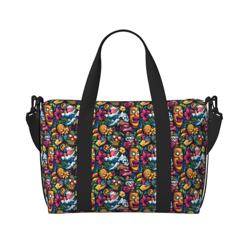 Travel Duffle Bags For Women Men - Hawaii Tribal Style Print Personal Item Weekender Overnight Gym Carry On Airport Tote Bag With Strap For Yoga, Travel, Business Trips