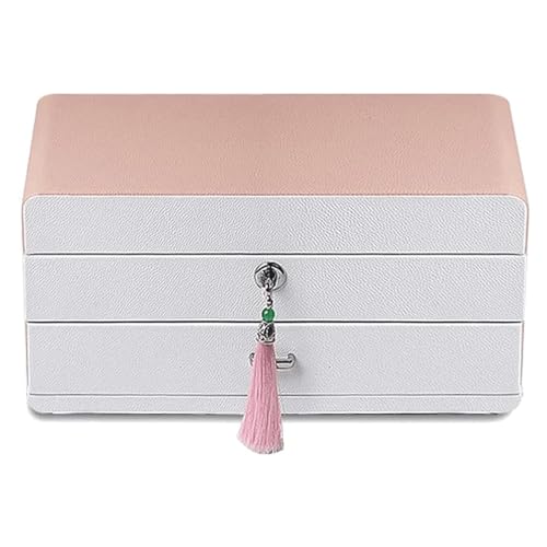 YTGHBIML Joyero Portátil Joyero de Gran Capacidad, Organizador con Llave, Almacenamiento de joyería de Madera, exhibición de joyería, Estuche de joyería de Cuero Simple Espacioso