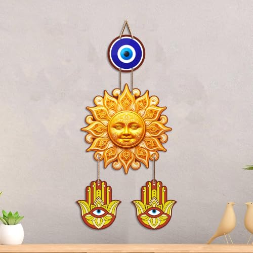Image of Artvibes Surya Dev Evil Eye Wall Hanging for Home Entrance Door Decor | Nazar Battu Protection Hanging for Living Room Bedroom Office | Vastu Positive Energy Decorative Gift (WH 85126N)