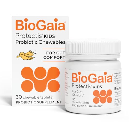 Image of BioGaia Protectis Kids | Probiotic for Ages 3+ | Eases Occasional Digestive Issues & Promotes Regularity | Allergen, Dairy, Soy & Gluten Free | Backed by 30 Years of Research | 30 Day Supply