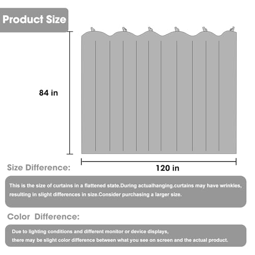 Image of Room Divider Blackout Curtain Track Curtains Wall Dividers Panels Screen for Living Rooms Bedroom Office Privacy Partition Separation, W120 x L84 Inch,1 Panel, Grey