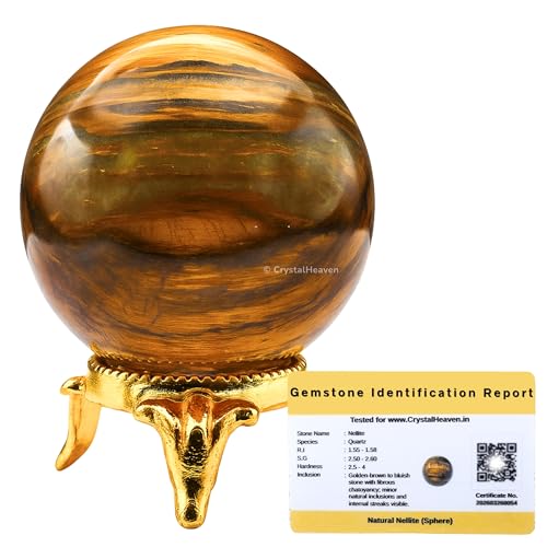 Image of Certified Nellite Crystal Ball for Meditation - Premium Crystal Vastu Items for Home and Feng Shui Items for Good Luck - Ideal for Pooja Supplies and Spiritual Practices (1.5 inch Inch)