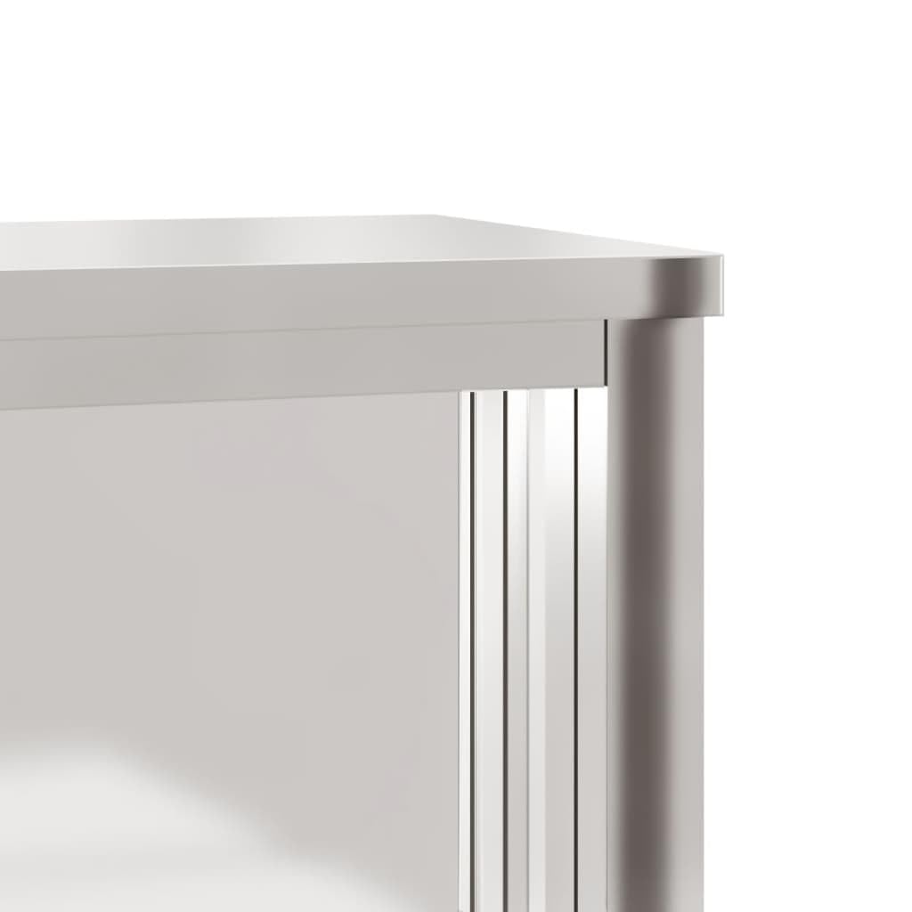 Küchen-Wandschrank mit Schiebetüren Edelstahl Küchenschrank mit Ablagen Wandmontage,Gastro Hängeschrank Schrank,92 x 40 x 46 cm (mit Tür)