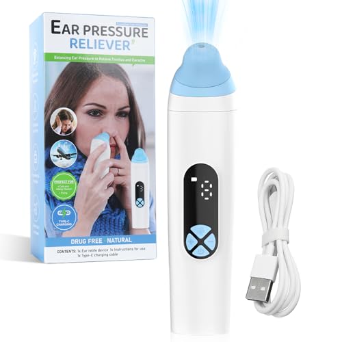 Vmxlso Dispositivo de alivio de la presión del oído, desbloqueador de trompas de Eustaquio, dispositivo de alivio de oído recargable, ajuste de 3 velocidades para volar, nadar, bucear, ascensor