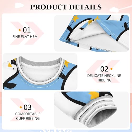 Birthday Penguin Girls Dresses Long Sleeve Sweatshirt Dress for Girls Winter Toddler Casual A Line Dresses Size 2-8T3