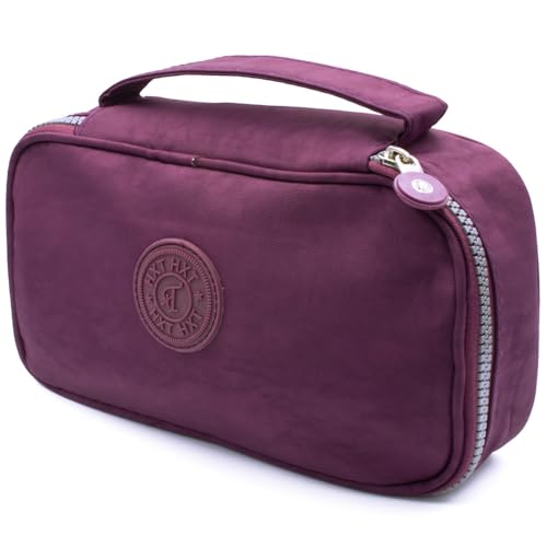 Estojo Escolar Feminino Masculino Grande Box Ziper Resistente Papelaria Fofa Quadrado Infantil Unissex Alça De Mão Organizador De Lápis Canetas Marcadores Lapiseira Borracha Apontadore (Roxo)